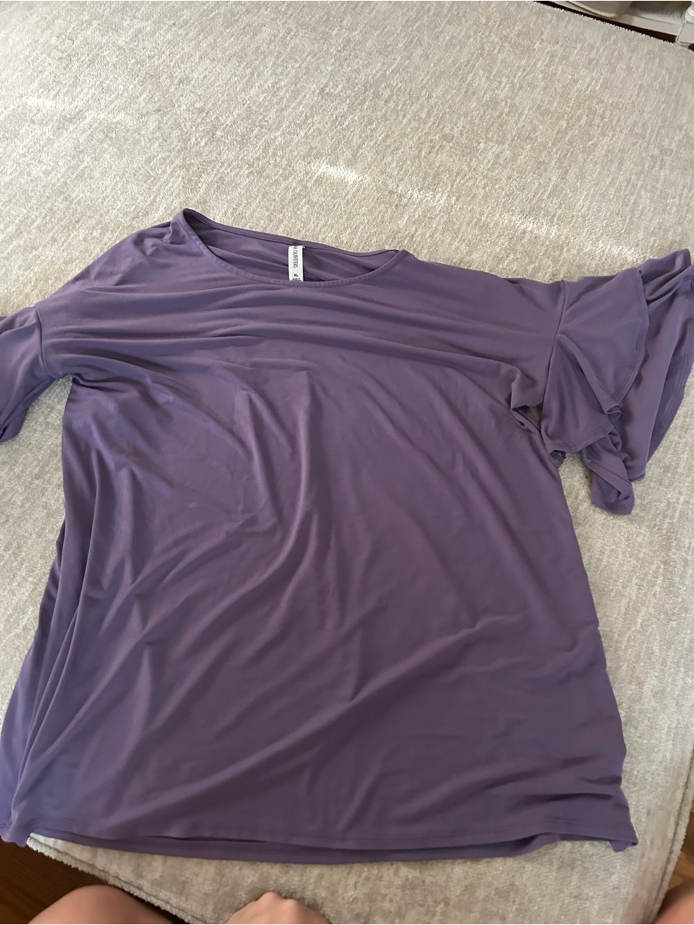 Zenana Outfitters Lavender Ruffle Sleeve Short Sleeve Top